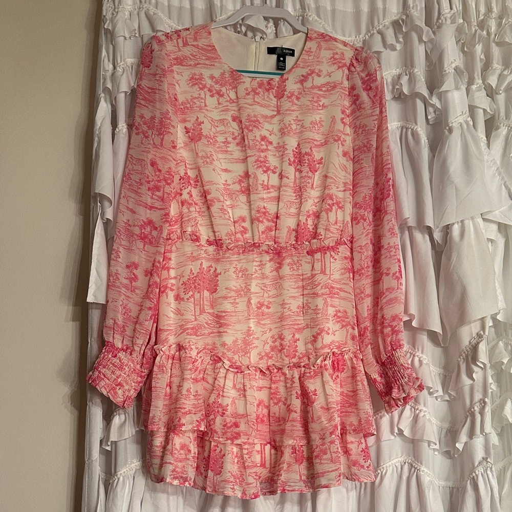 Aqua Pink and Cream Mini Dress